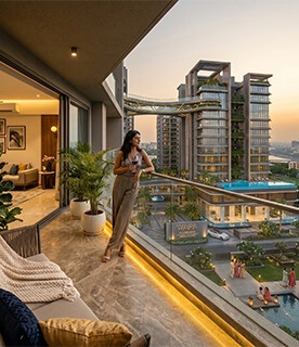 Spacious living room in 4 BHK Wapa apartment designed for family comfort and modern living